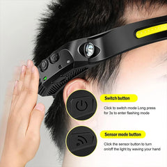 USB Rechargeable LED Sensor Headlamp - 1 to 5 Pack, Waterproof XPE+COB Torch for Camping & Fishing