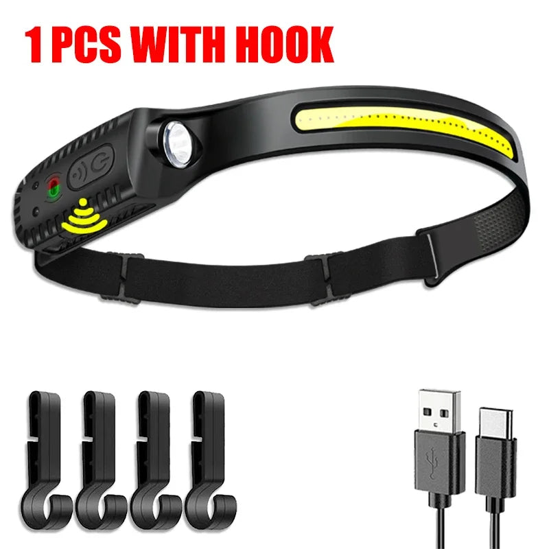 USB Rechargeable LED Sensor Headlamp for Outdoor Adventures