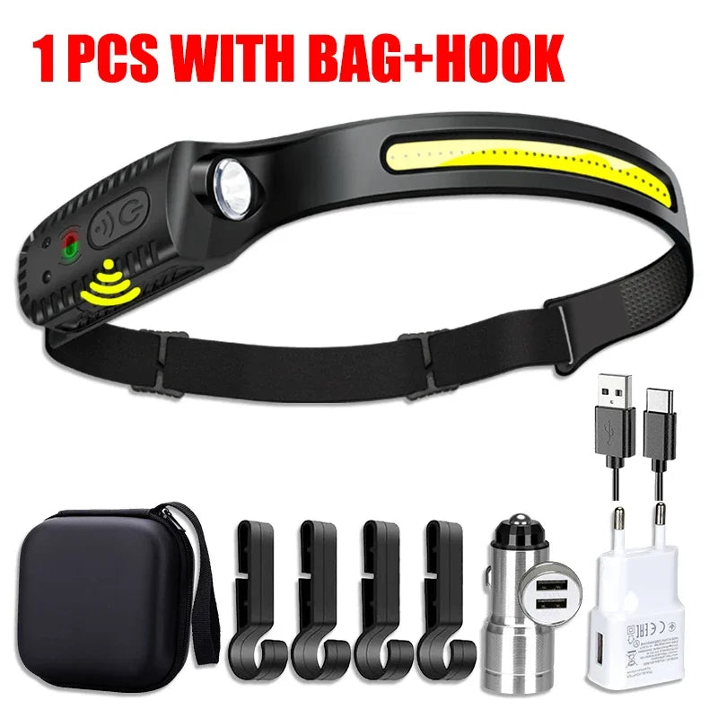 USB Rechargeable LED Sensor Headlamp for Outdoor Adventures