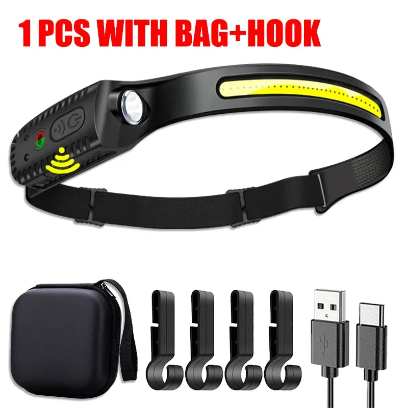 USB Rechargeable LED Sensor Headlamp for Outdoor Adventures