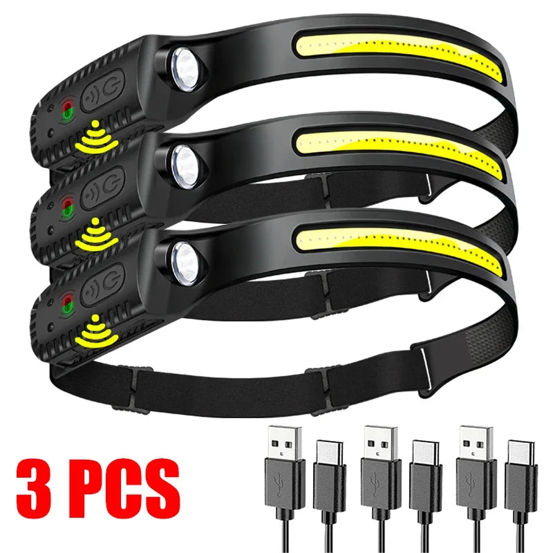 USB Rechargeable LED Sensor Headlamp for Outdoor Adventures
