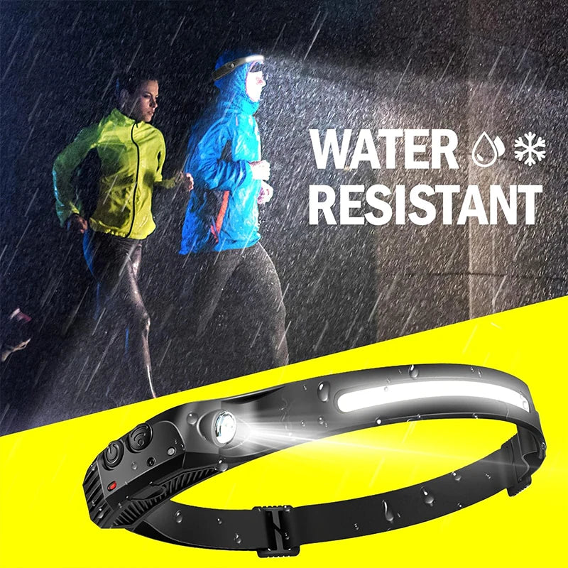 USB Rechargeable LED Sensor Headlamp - 1 to 5 Pack, Waterproof XPE+COB Torch for Camping & Fishing